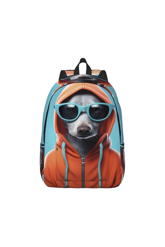 Cool Dog In Hoodie Pattern Canvas College Laptop Backpack,Travel Daypack,Durable Rucksack Travel Notebook Bag School Backpack Book Bag for Men Women-Small