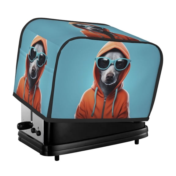 Rateoe Cool Dog In Hoodie Pattern Toaster Covers 2 Slice Wide Slot,Bread Machine Cover,Bread Dust Cover & Fingerprint Protection,Appliance Covers