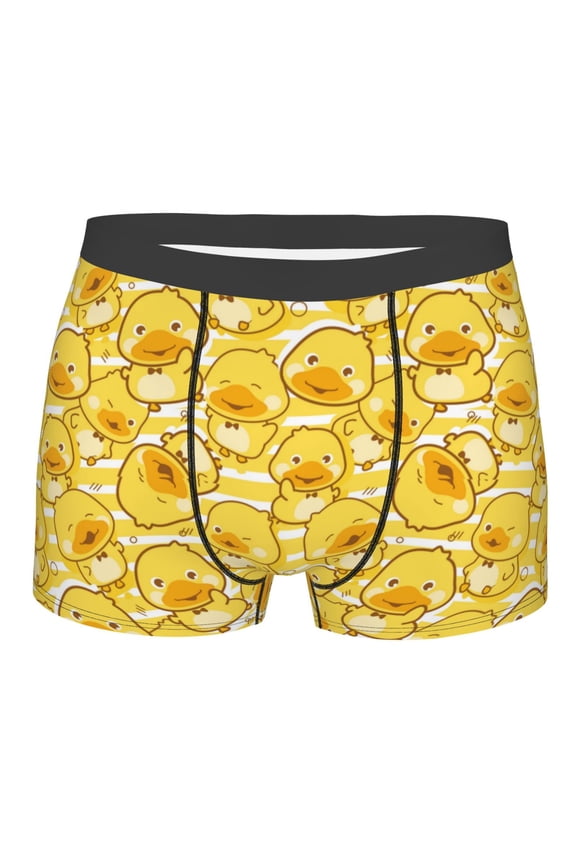 Cool Duck With Yellow Strip Mens Boxer Briefs Poly Spandex Performance Boxer Briefs Underwear Hem Boxer Briefs - Large