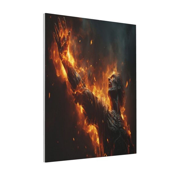 Rateoe Cool Fire Man Pattern Decorative Picture – Unique Modern Wall Art, Ready-to-Hang Canvas Print for Home (Vertical)