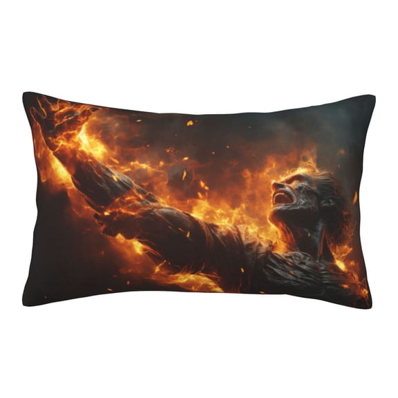 Rateoe Cool Fire Man Pattern Pillow Covers with Invisible Zipper(Pillows are not Included) Standard Pillowcases-16"x24"