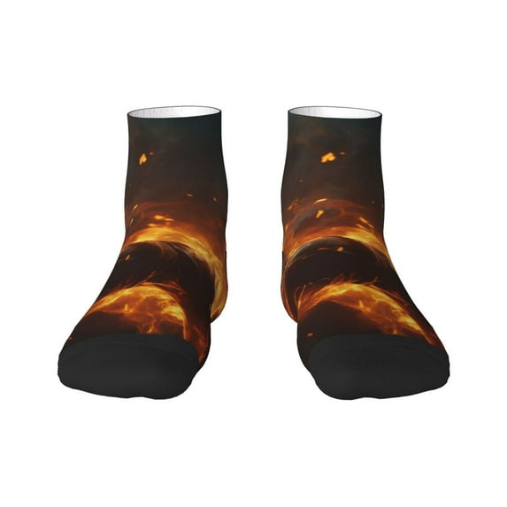 Rateoe Cool Fire Man Pattern Quarter Crew Socks,Toe Seamed Ankle Socks,Cotton Cushioned Breathable Athletic Crew Sports Socks