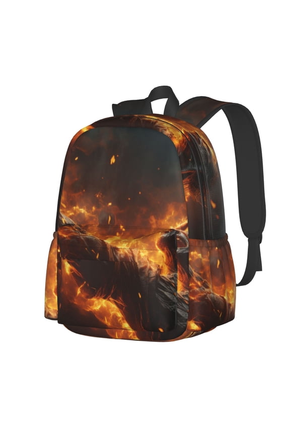 Cool Fire Man Pattern Student Backpack,Backpack for School,Lightweight Bag,Travel Backpack,Outdoor Backpack,Large Capacity Backpack