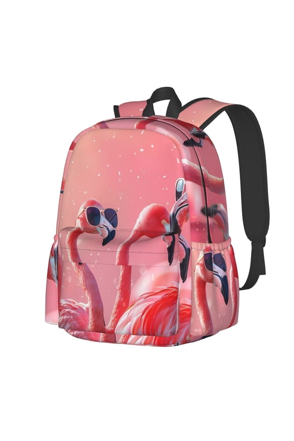 Cool Flamingos Sunglasses Scene Pattern Student Backpack,Backpack for School,Lightweight Bag,Travel Backpack,Outdoor Backpack,Large Capacity Backpack