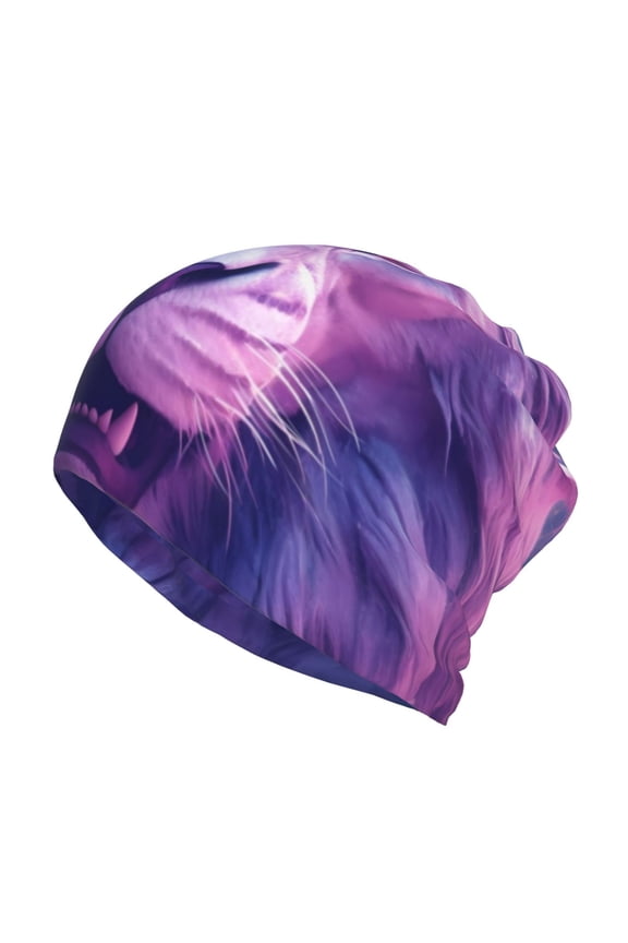 Cool Lion Head Cotton Slouchy Beanie Hat for Men/Women,Lightweight Oversize Large Thin Skull Cap Night Sleeping Cap