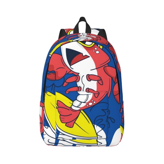 Rateoe Cool Lobster Surfing Pattern Canvas College Laptop Backpack,Travel Daypack,Durable Rucksack Travel Notebook Bag School Backpack Book Bag for Men Women-Small