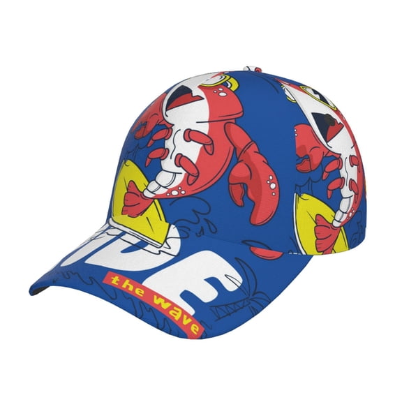 Rateoe Cool Lobster Surfing Pattern Men’s Baseball Cap – Adjustable Curved Brim Hat, Soft Cotton Sports Cap for Outdoor, Casual, and Everyday Wear, Comfortable & Breathable