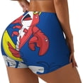 thumbnail image 1 of Rateoe Cool Lobster Surfing Printed Power Workout Shorts for Women Tummy Control Squat Proof Ribbed Thick Seamless Scrunch Active Short-Small, 1 of 8