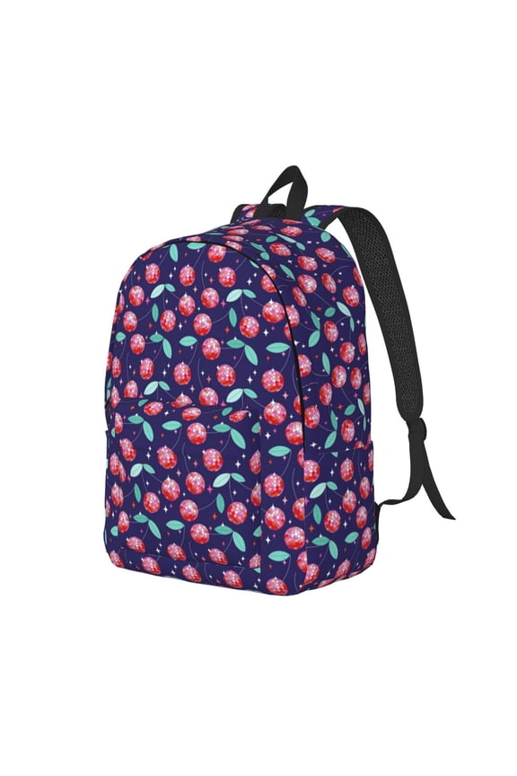Cool Mirror Cherries Pattern Durable Canvas Backpack for Men & Women – Stylish & Lightweight – Adjustable Straps, Multiple Pockets – Fits 15-17 Inch LaptopsMedium