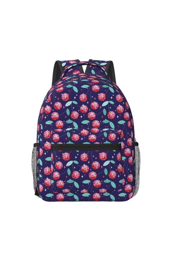 Cool Mirror Cherries Pattern Durable Student Backpack Laptop Bag- Ergonomic Design, Waterproof Twill Fabric - Ideal for School, Travel, and Outdoor Activities