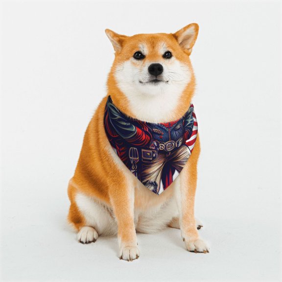 Rateoe Cool Patriotic Buffalo Cowboy Print Pet Scarf for Dogs and Cats – Stylish Reflective Design, Breathable & Durable Pet Bandana with Quick-Release Buckle-Medium