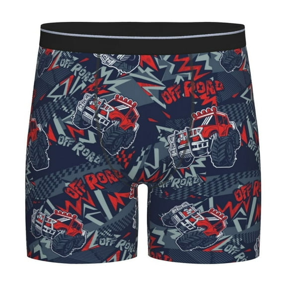 Rateoe Cool Red Off-Road Vehicle Print Men’s Underwear Boxer Briefs Soft Comfortable Underwear Boxer Briefs, Long Leg Briefs,Anti-chafing Boxer Briefs