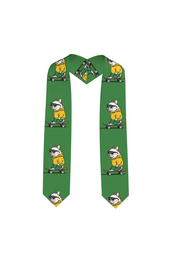 Cool Skateboarding Bulldog Pattern Graduation Shawl Stole – Elegant Stole for Graduates ,Graduation Gown Accessory, Academic Stole-Sharp Corner