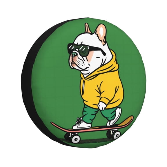 Rateoe Cool Skateboarding Bulldog Pattern Tire Cover Wheel Protectors Weatherproof Wheel Covers Universal Fit for Trailer Rv SUV Truck Camper Travel Trailers Accessories-
