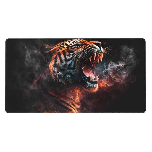 Rateoe Cool Tiger Print Mouse Pad - Extended Large Gaming Mousepad,Non-Slip Stitched Edge,16x29.5 Inch