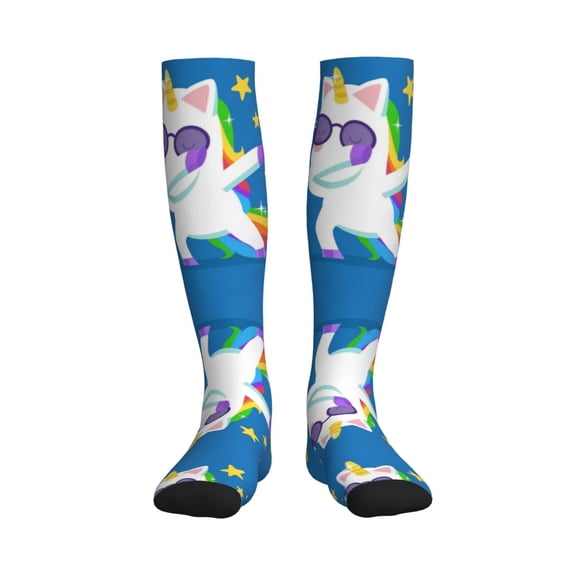Rateoe Cool Unicorn Star Golden Compression Socks for Women and Men 20-30mmHg-Circulation Support Socks Knee High Nurse Pregnant Running Medical and Travel Athletic