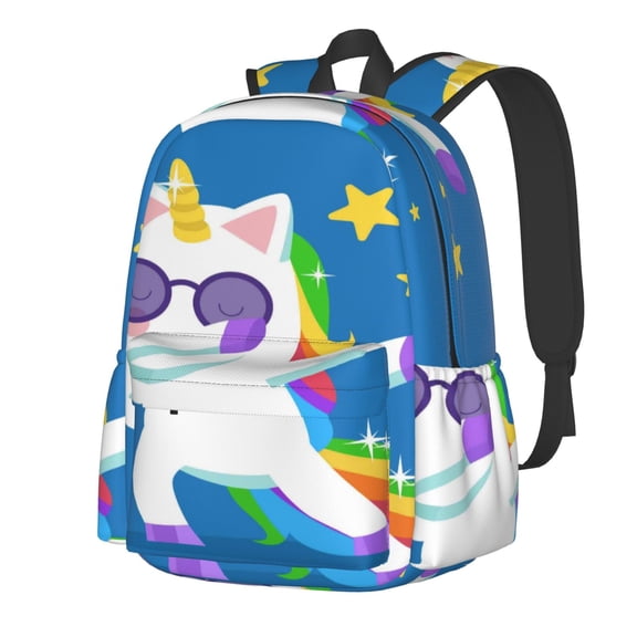 Rateoe Cool Unicorn Star Golden Pattern Student Backpack,Backpack for School,Lightweight Bag,Travel Backpack,Outdoor Backpack,Large Capacity Backpack