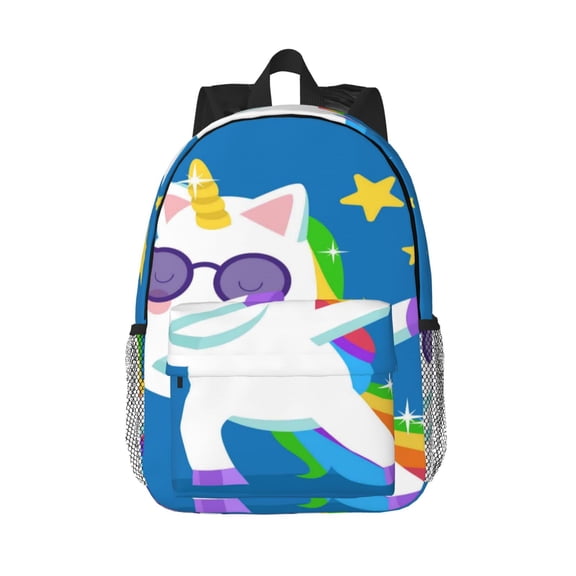 Rateoe Cool Unicorn Star Golden Pattern Student Backpack Water-resistant Backpack 15-inch Laptop Backpack Lightweight Adjustable School Backpack