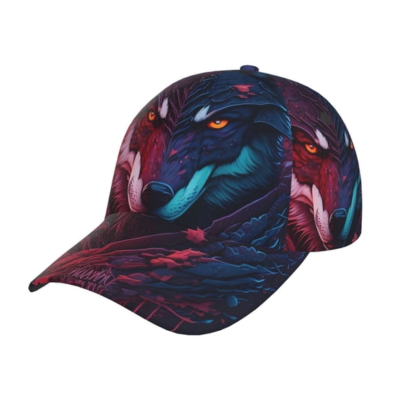 Rateoe Cool Wolf Head Pattern Baseball Cap Outdoor Cap Mountain Dad Hat - Unstructured Soft Cotton Cap-Adjustable UV Protection Cap