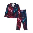 thumbnail image 1 of Rateoe Cool Wolf Head Pattern Womens Pajamas Set Long Sleeve Sleepwear Button Down Nightwear Soft Cotton Pj Lounge Sets, 1 of 9