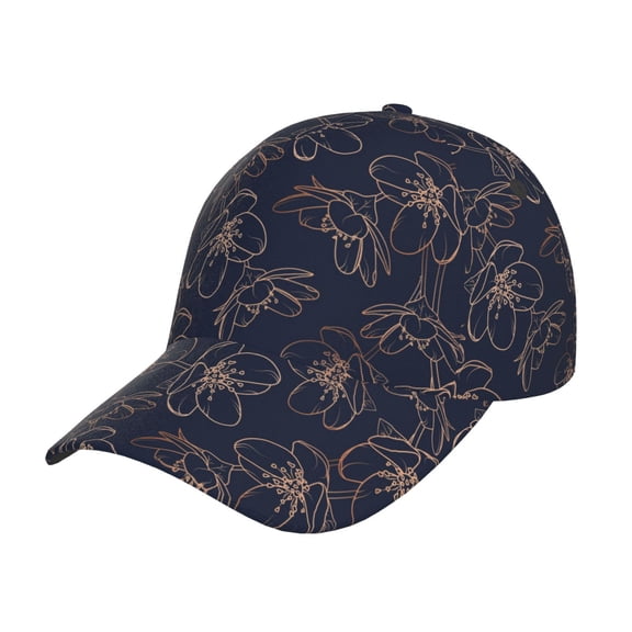 Rateoe Copper-Gold Gloss Outline Cherry Pattern Baseball Cap Outdoor Cap Mountain Dad Hat - Unstructured Soft Cotton Cap-Adjustable UV Protection Cap