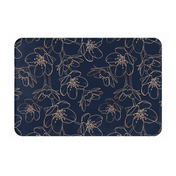 Rateoe Copper-Gold Gloss Outline Cherry Pattern Flannel Door Mat Indoor Outdoor Entrance, Waterproof All-Weather Doormat,Fade Resistant, Low Profile Entryway Mat 16x24in