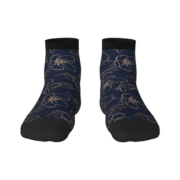 Rateoe Copper-Gold Gloss Outline Cherry Pattern Quarter Crew Socks,Toe Seamed Ankle Socks,Cotton Cushioned Breathable Athletic Crew Sports Socks