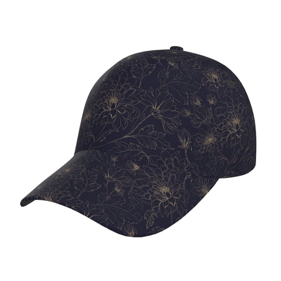 Rateoe Copper-Gold Gloss Outline Chrysanthemum Pattern Baseball Cap Outdoor Cap Mountain Dad Hat - Unstructured Soft Cotton Cap-Adjustable UV Protection Cap