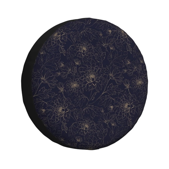 Rateoe Copper-Gold Gloss Outline Chrysanthemum Pattern Tire Cover Wheel Protectors Weatherproof Wheel Covers Universal Fit for Trailer Rv SUV Truck Camper Travel Trailers Accessories-15 inch