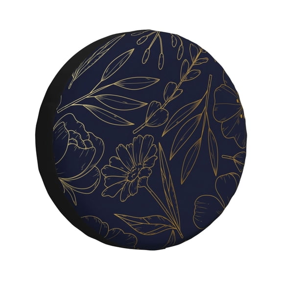 Rateoe Copper-Gold Gloss Outline Flower Pattern Tire Cover Wheel Protectors Weatherproof Wheel Covers Universal Fit for Trailer Rv SUV Truck Camper Travel Trailers Accessories-14 inch