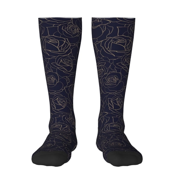 Rateoe Copper-Gold Gloss Outline Rose1 Pattern Women’s Knee High Crew Socks,Trouser Socks Comfortable, Breathable, Moisture-Wicking and Soft