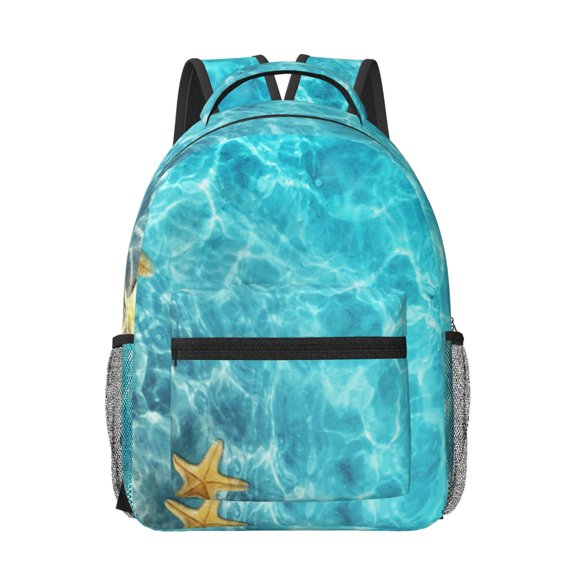 Rateoe Coral And Seashell On The Beach Pattern Durable Student Backpack Laptop Bag- Ergonomic Design, Waterproof Twill Fabric - Ideal for School, Travel, and Outdoor Activities