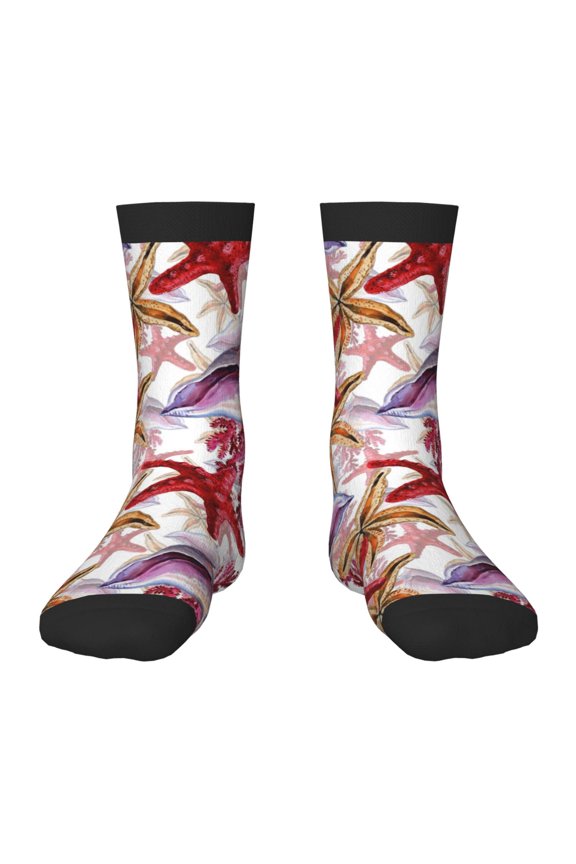 Coral Reef Pattern Children's Socks, Socks Gifts ,kids Crew Soft Cotton Socks , Moisture-Wicking, Durable, Ideal for Daily Wear & Sports