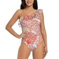 thumbnail image 1 of Rateoe Corals Pattern Women One Piece Swimsuits Tummy Control One Shoulder Bathing Suits Ruffle Swimwear-Large, 1 of 6