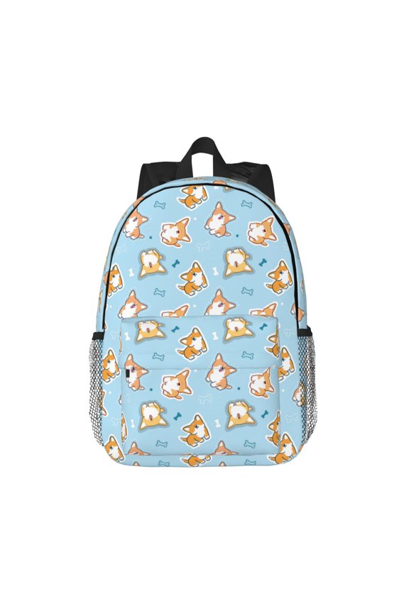 Corgi Dog 1 Pattern Student Backpack Water-resistant Backpack 15-inch Laptop Backpack Lightweight Adjustable School Backpack