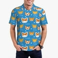 thumbnail image 1 of Rateoe Corgi Dog Face Pattern Men's Short Sleeve Polo Shirts, Golf Polo Shirts Short Sleeve Performance Moisture Wicking Dry-Small, 1 of 6