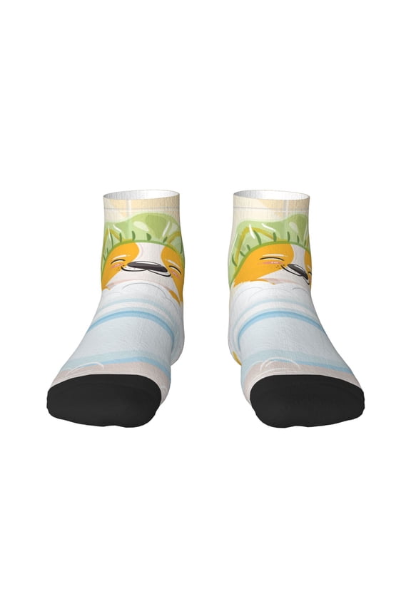 Corgi In The Shower Cap Bathing Pattern Quarter Crew Socks,Toe Seamed Ankle Socks,Cotton Cushioned Breathable Athletic Crew Sports Socks