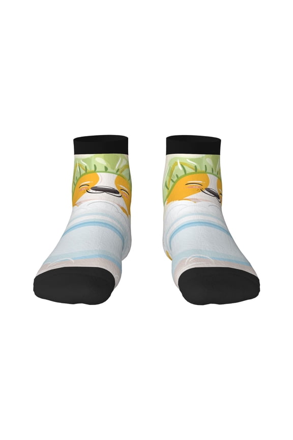 Corgi In The Shower Cap Bathing Pattern Quarter Crew Socks,Toe Seamed Ankle Socks,Cotton Cushioned Breathable Athletic Crew Sports Socks
