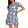 thumbnail image 1 of Rateoe Corgi Print Women’s Nightdress – Cozy Cotton Short-sleeved Sleep Shirt, Loose-Fit Sleepwear, Perfect for Relaxing and Sleeping, 1 of 6