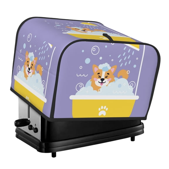 Rateoe Corgi Washing in Bathtub Pattern Toaster Covers 4 Slice Wide Slot,Bread Machine Cover,Bread Dust Cover & Fingerprint Protection,Appliance Covers