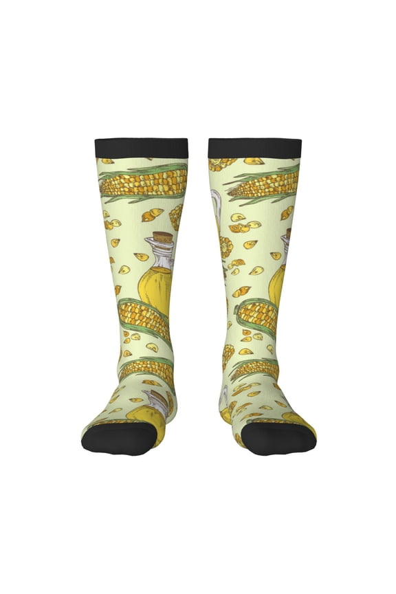 Corn And Corn Oil Pattern Women’s Knee High Crew Socks,Trouser Socks Comfortable, Breathable, Moisture-Wicking and Soft