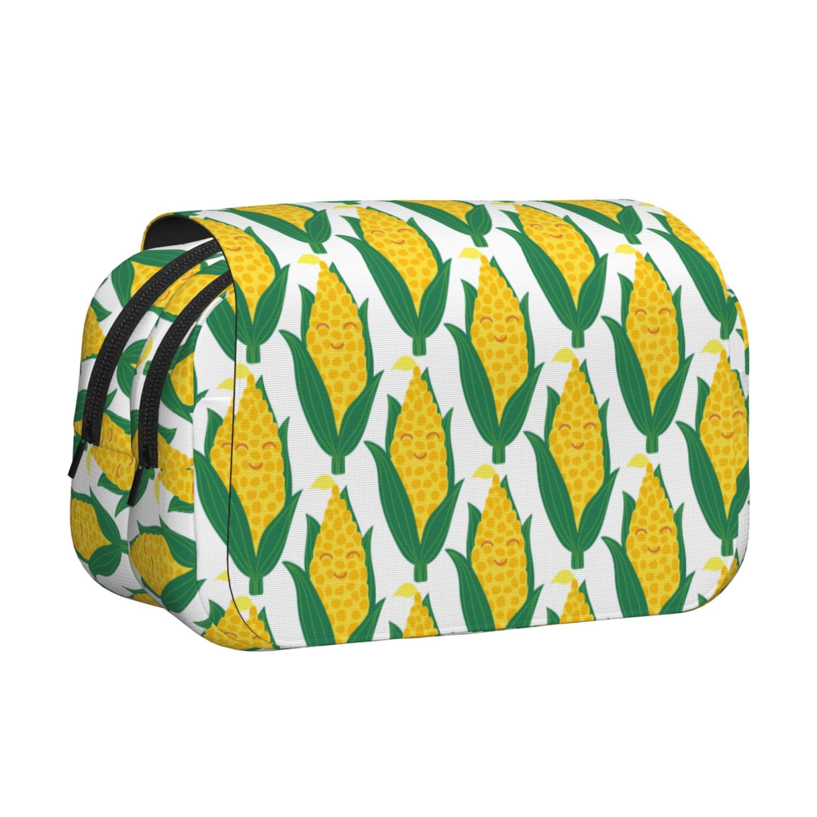 Rateoe Corn Cob Pattern Double Clamshell Pen Case, Storage Organizer with Two Zipper Compartments– Holds Up to 50 Pencils & Pens