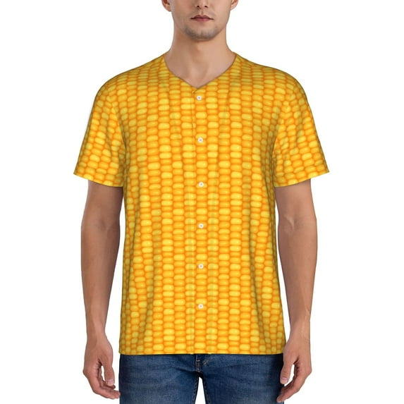 Rateoe Corn Kernels Pattern Men’s Baseball Short Sleeve Polo Shirt, Midweight Men's Shirt Golf Shirt Polo Shirts Quick Dry Short-X-Large