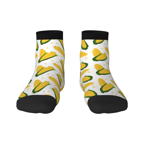 Rateoe Corn On The Cob Pattern Quarter Crew Socks,Toe Seamed Ankle Socks,Cotton Cushioned Breathable Athletic Crew Sports Socks