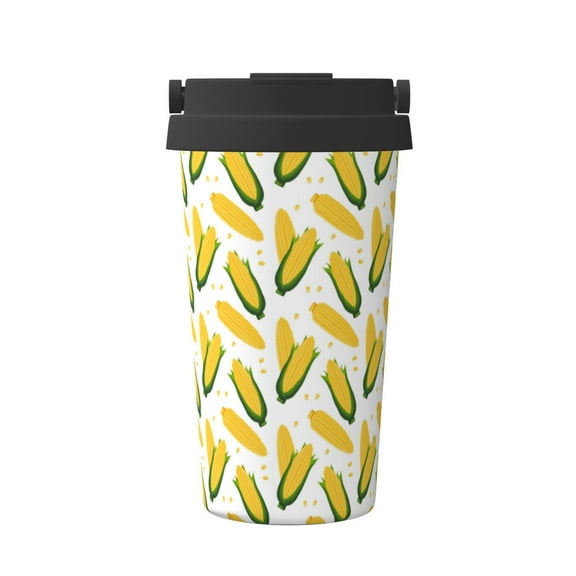 Rateoe Corn On The Cob Pattern Travel Coffee Mug Tumbler with Flip Lid | Reusable Insulated Stainless Steel Cold Brew Iced Coffee Cup Thermos
