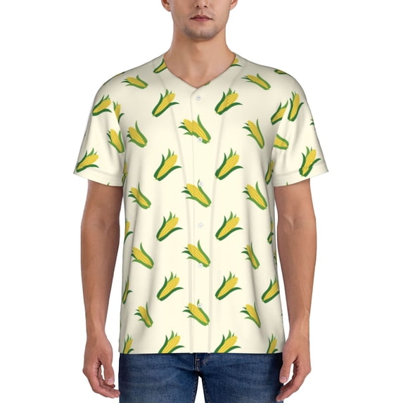 Rateoe Corn Pattern Men’s Baseball Short Sleeve Polo Shirt, Midweight Men's Shirt Golf Shirt Polo Shirts Quick Dry Short-XX-Large