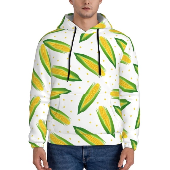 Rateoe Corns Pattern Mens Hoodie, Pullover Hooded Sweatshirt, Kangaroo Pocket Hoodie Ideal for Daily Wear, Travel and Home-Medium