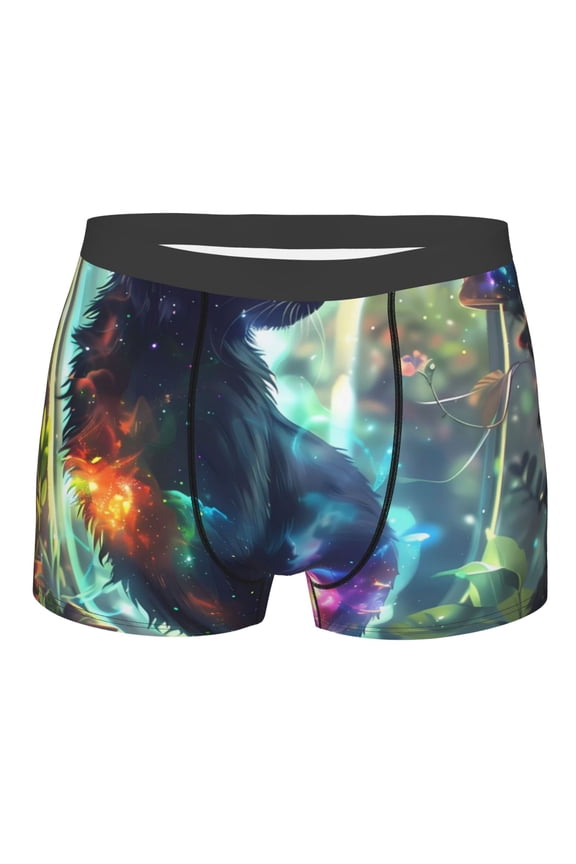 Cosmic Cat In Window Mens Boxer Briefs Poly Spandex Performance Boxer Briefs Underwear Hem Boxer Briefs - Large