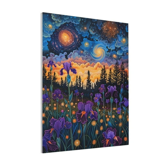 Rateoe Cosmic Irises At Twilight Pattern Decorative Picture – Unique Modern Wall Art, Ready-to-Hang Canvas Print for Home (Vertical)