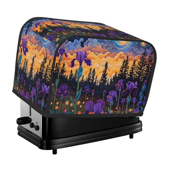 Rateoe Cosmic Irises At Twilight Pattern Toaster Covers 2 Slice Wide Slot,Bread Machine Cover,Bread Dust Cover & Fingerprint Protection,Appliance Covers